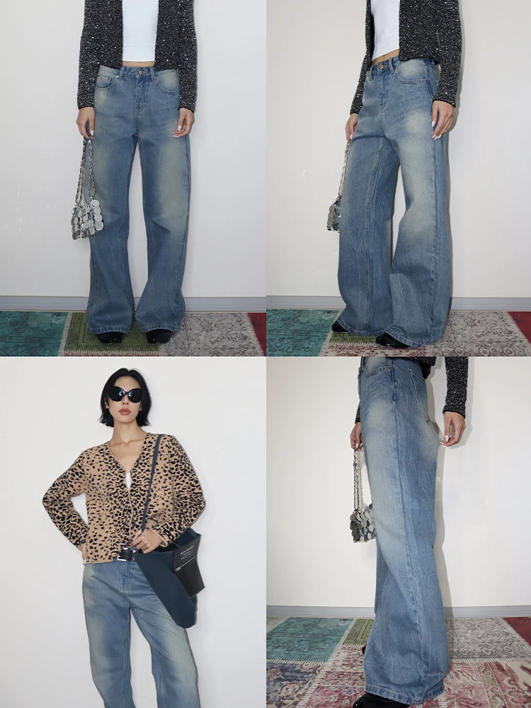 Женские расклешенные джинсы VanessaLab Micro винтажные синие брюки со средней талией