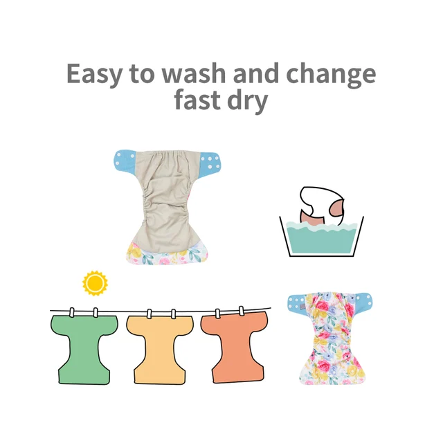 Elinfant Breathable Mesh Cloth 4pcs/set Washable Pocket Diaper Adjustable Reusable fralda Ecological Cloth Diaper 6
