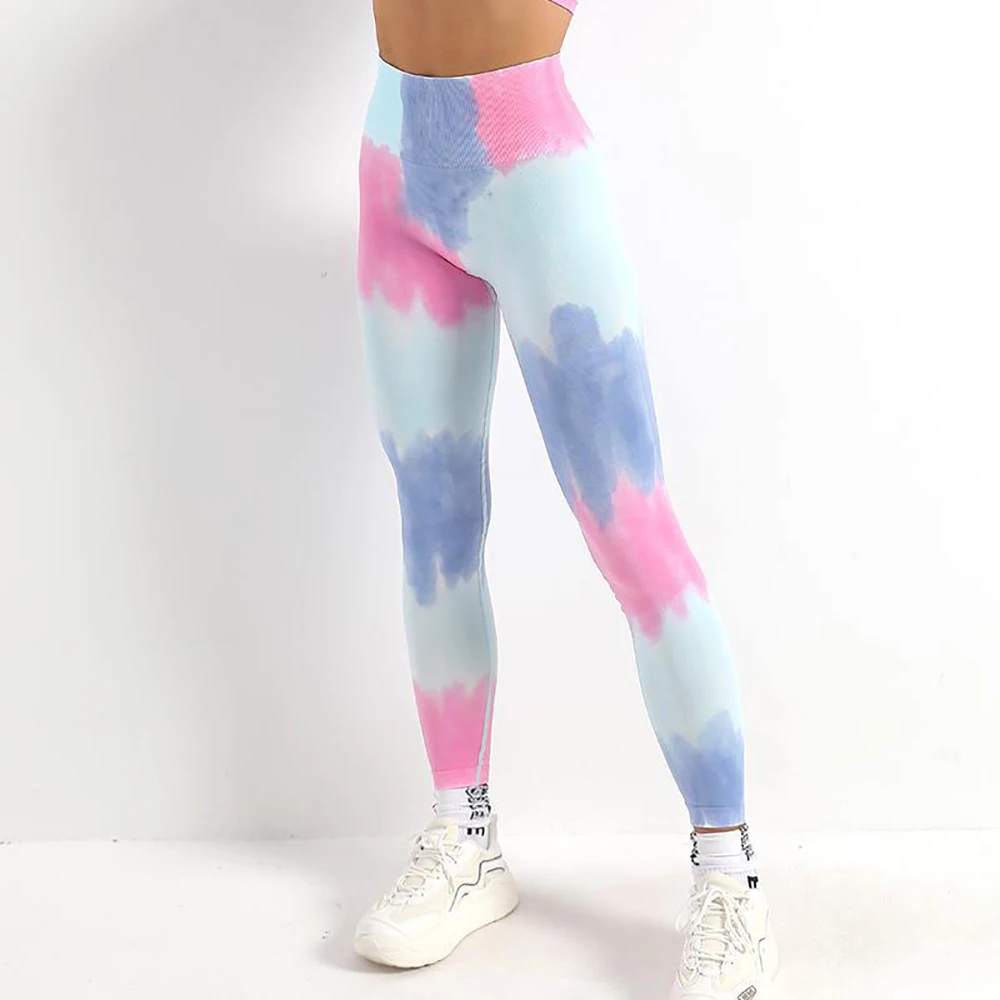 Yoga Sport Leggings For Women Seamless Gym Leggings Push Up Workout Tights Scrunch Yoga Pants Fitness Tie Dye Leggings For Women