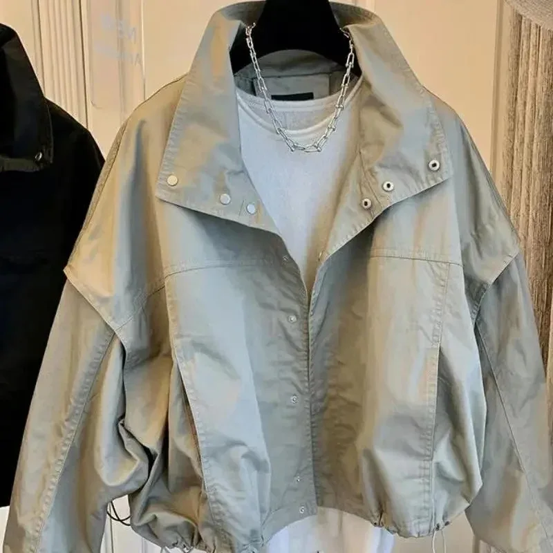 Женская однотонная куртка элегантное пальто с отложным воротником и длинным