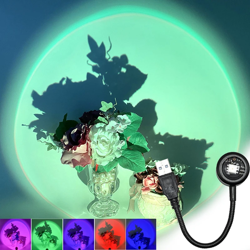 

Ночник с проекцией, USB-лампа С закатом, 7 цветов, 14 режимов, для спальни, бара, кофейни, магазина, украшение для стен и вечеринок