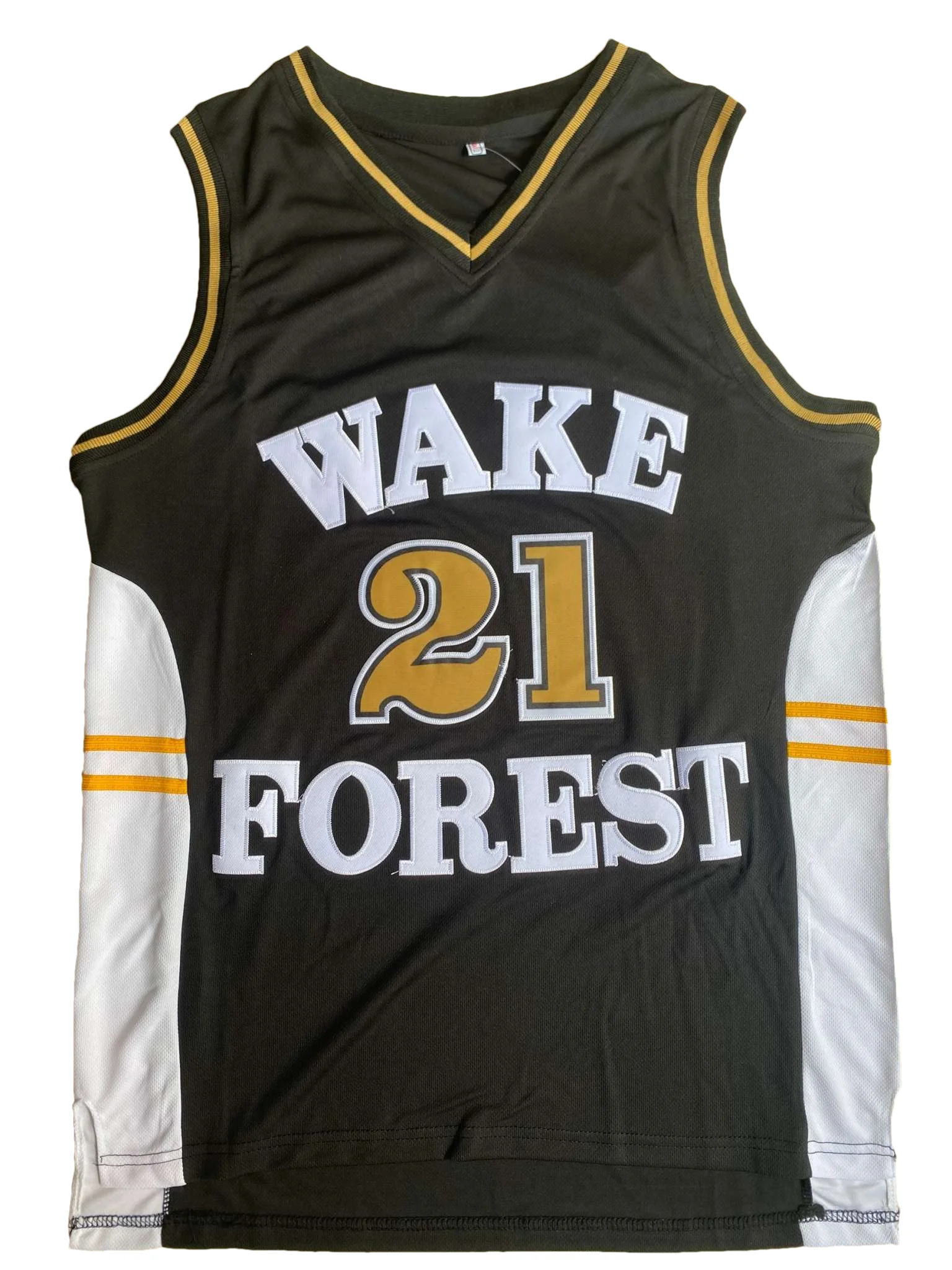 

#21 Tim Duncan Wake Forest College Basketball Jersey Yellow White Black Retro throwback stitched embroidery jerseys