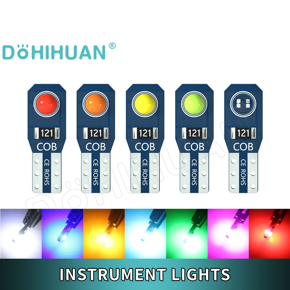 

DOHIHUAN 10PCS T5 Led Bulb COB W3W Instrument Dashboard Plate Panel Meter Neo Wedge Warning Indicator Auto Car Light Signal Lamp