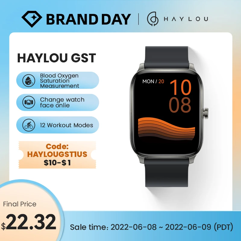  Смарт-часы HAYLOU GST, мужские и женские часы с функцией измерения кислорода в крови, спортивные модели 12, часы с индивидуальным дизайном 