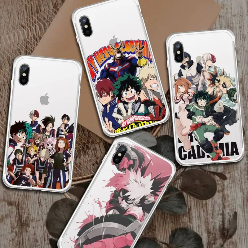 

My Hero Academia anime manga Phone Case Transparent soft For iphone 12 11 13 7 8 6 s plus x xs xr pro max mini