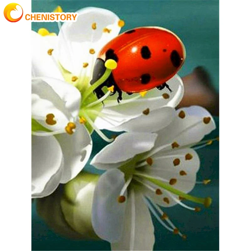 

CHENISTORY Painting By Number Lady Beetle Oil Painting DIY Crafts Kits For Adults Handmade Picture Drawing Picture By Number Dec