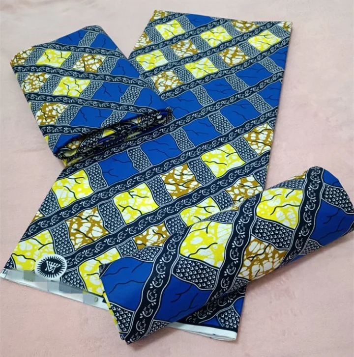 2022 африканская восковая ткань Анкара блеск батик персиковая материал золотой 100