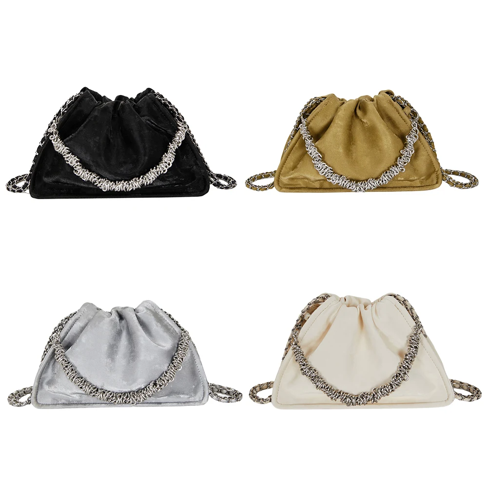 Дизайнерская сумка через плечо с рюшами модная цепочкой сумка-ведро большая