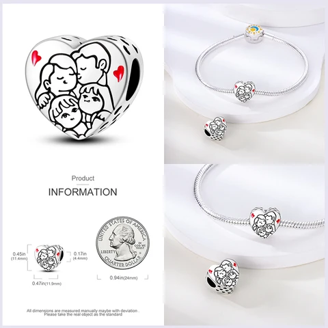 Сердечные бусины Qikaola из серебра 925