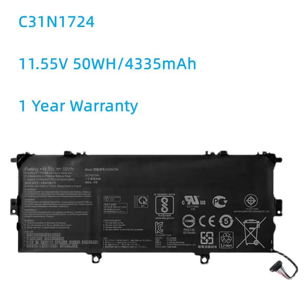 

C31N1724 11,55 в 50 Вт · ч Аккумулятор для ноутбука ASUS ZenBook 13 UX331FA UX331FAL UX331U UX331UAL UX331UN U3100FAL