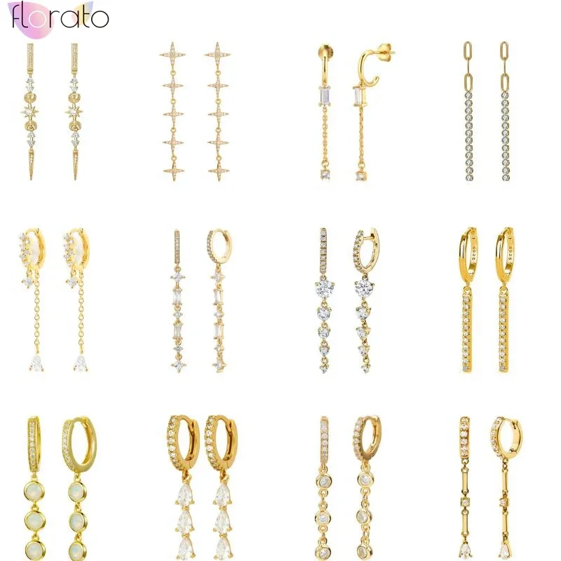 Женские длинные серьги-кольца из серебра 925 пробы с разноцветными ...