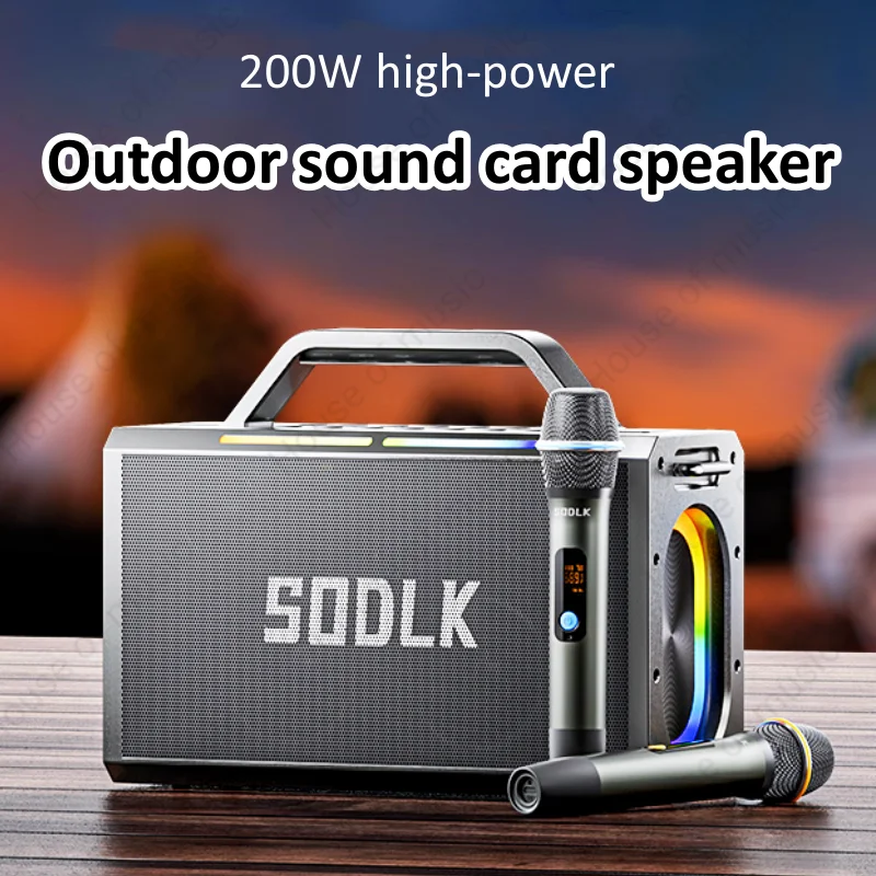 

SODLK 200W High-power Outdoor Portable Wireless Bluetooth Boombox TWS Surround Sound Speakers Home Karaoke Sound Card Speakers