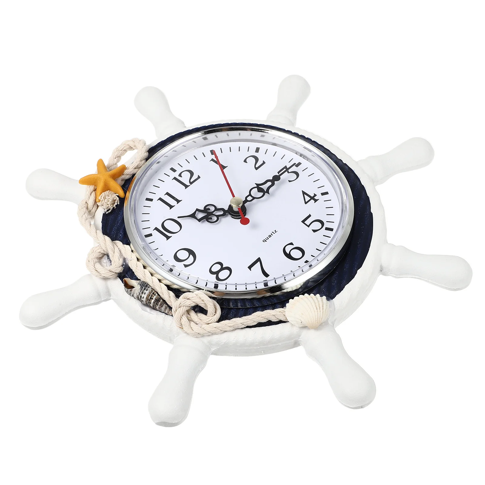 

Clock Wall Wheel Nautical Decor Beach Mediterranean Ship Steering Bathroom Hanging Clocks Silent Style Anchor Decoration Coastal