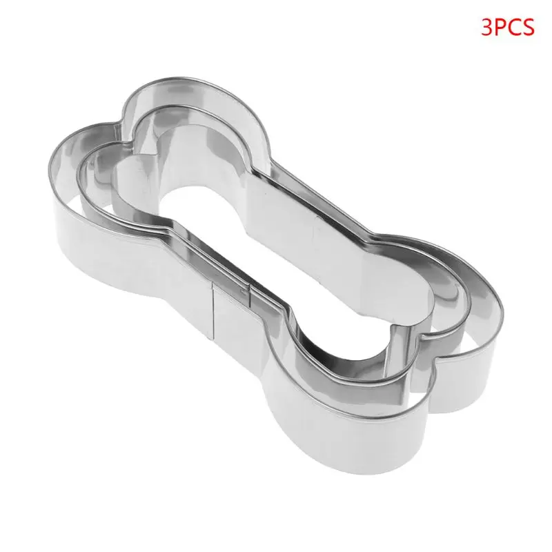 

3pcs/set Dog Bone Shaped Cookie Cutter Mold Stainless Steel Pastry Biscuit Cake Dropship