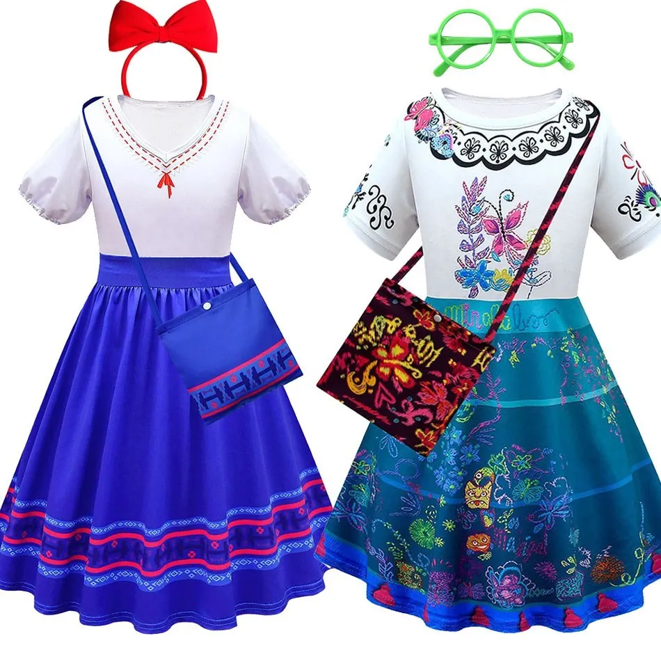 

Girls Mirabel Skater Dress Children Encanto Birthday Swing Flared Clothing Kids Summer Lusia Outfit Princess Pageant Clothes