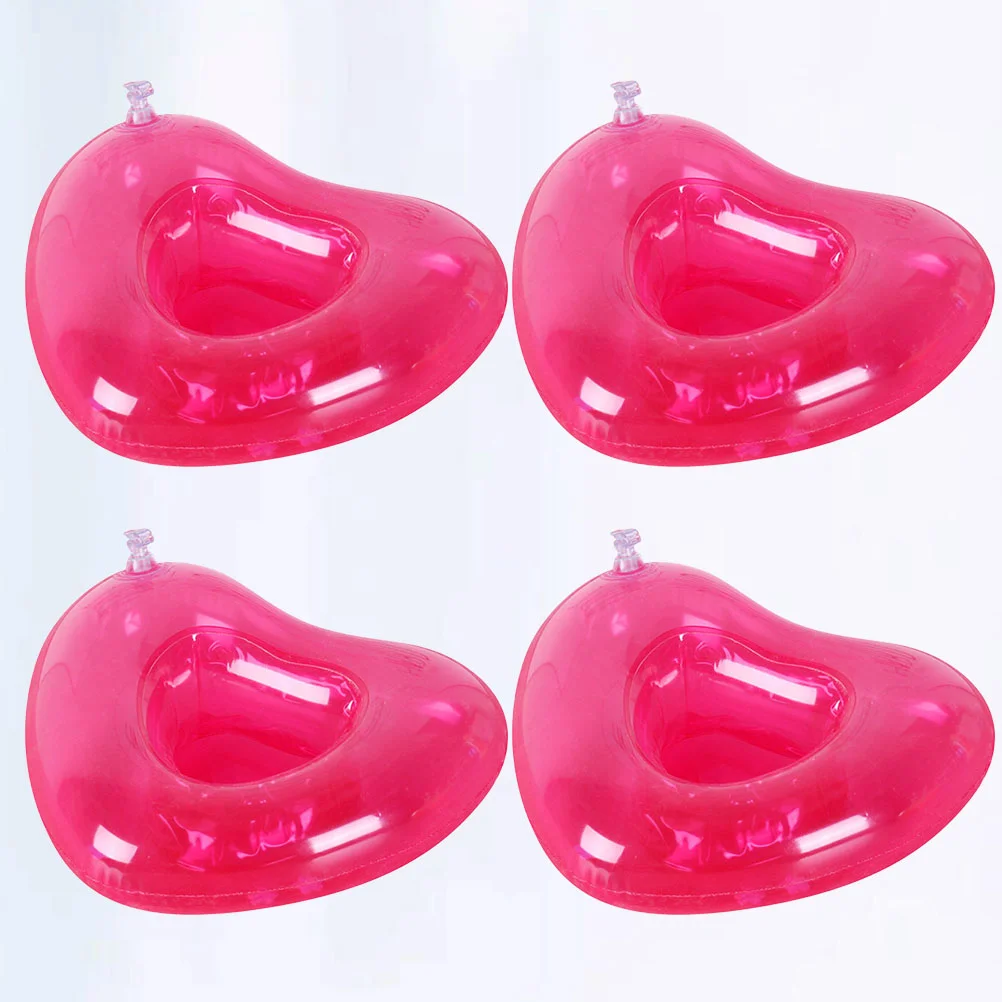 

4PCS Water Beer Holders PVC Inflatable Heart Shape Cup Float Mats Beer Trays for Water Party Pool Beach