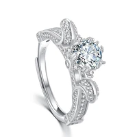sterling silver s925 moissanite wishing fountain ring one carat resizable ring open mouth design proposal ring in stock