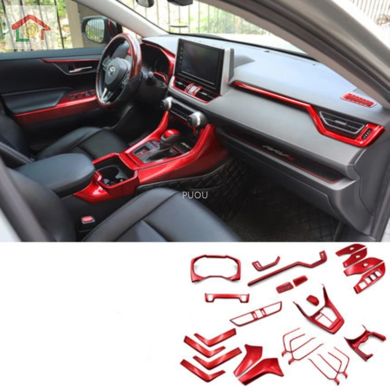 

Car Dashboard Screen frame Chrome Interior trims Car Interior RED Decoration For Toyota RAV4 RAV 4 XA50 50 2019 2020