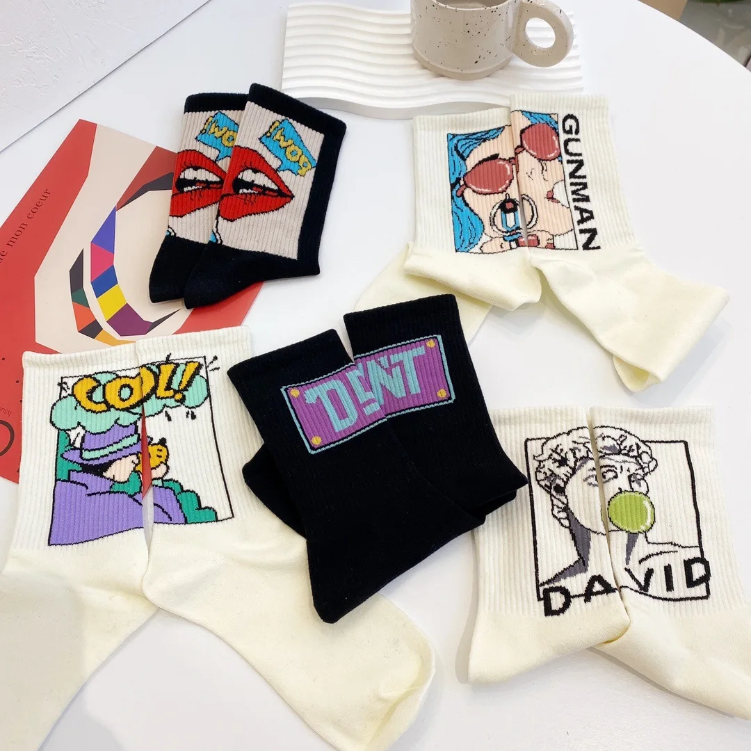 

5 пар/партия, дышащие хлопковые носки в стиле хип-хоп