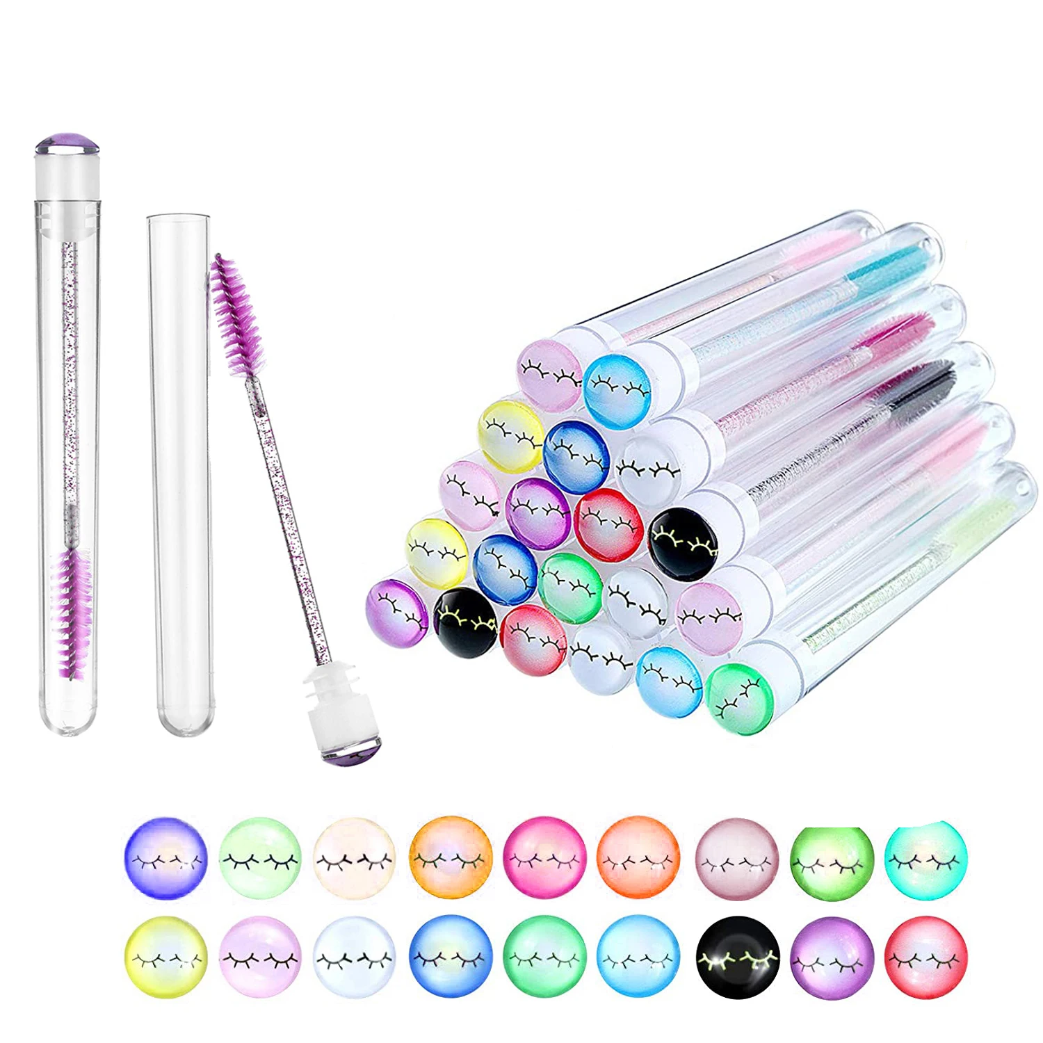 25/50pcs Reusable Mascara Wand Tube Disposable Eyelash Extension Brush Wand Replaceable Dust-proof Eyebrow Eye Lash Brushes