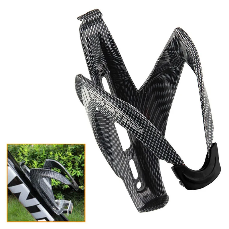 Black Carbon Fiber Bike Glass Water Bottle Holder MTB Cyclin