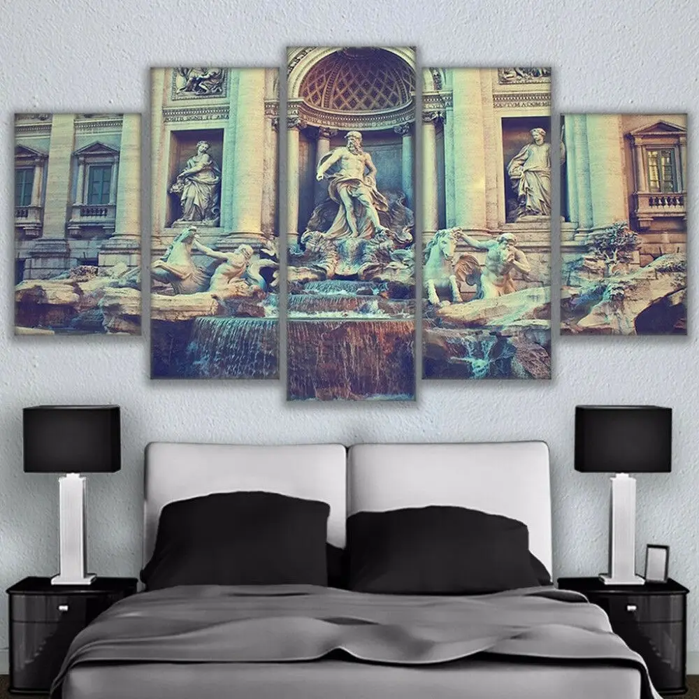 

Фонтана Ди Треви, фонтан, Рим, Италия, 5 панелей, холст, печать, искусство на стене, картина, печатные изображения HD постер, домашний декор, без рамки