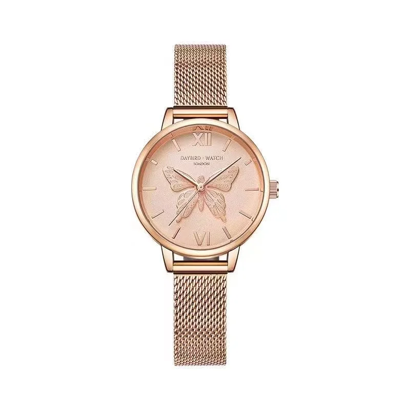 Korean version of women's hot selling fashion trend everything match butterfly dial belt quartz watch women's watch
