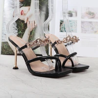 2022 stiletto high heels womens summer square toe toe shoes for women rivets heel ladies sandals