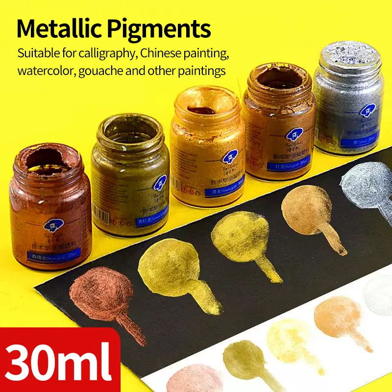 Pual Rubens 30ml Metallic Powder Watercolor Paints 6 Colors Chinese Painting For Calligraphy Pigments Art Supplies For Artist