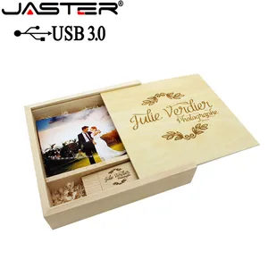 JASTER USB 3,0 фотоальбом дерево + коробка usb флэш накопитель Memory stick флешки 8 ГБ 16 ГБ логотип на заказ для свадебной фотосъёмки подарок