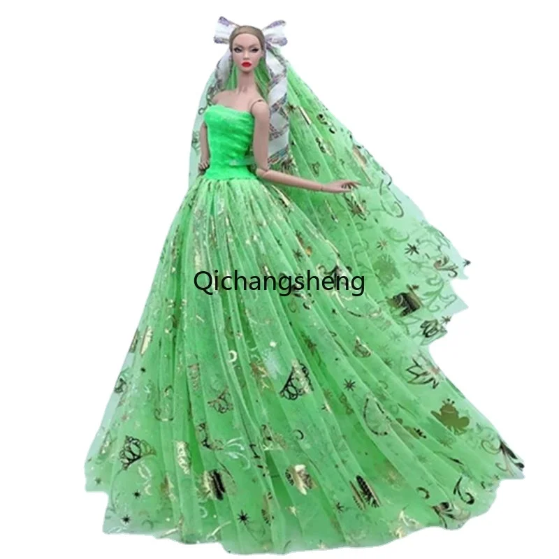 

1/6 BJD Dolls Outfits Green Lace Wedding Dress For Barbie Clothes for Barbie Doll Clothing Gown 30cm Dolls Accessories Kids Toys