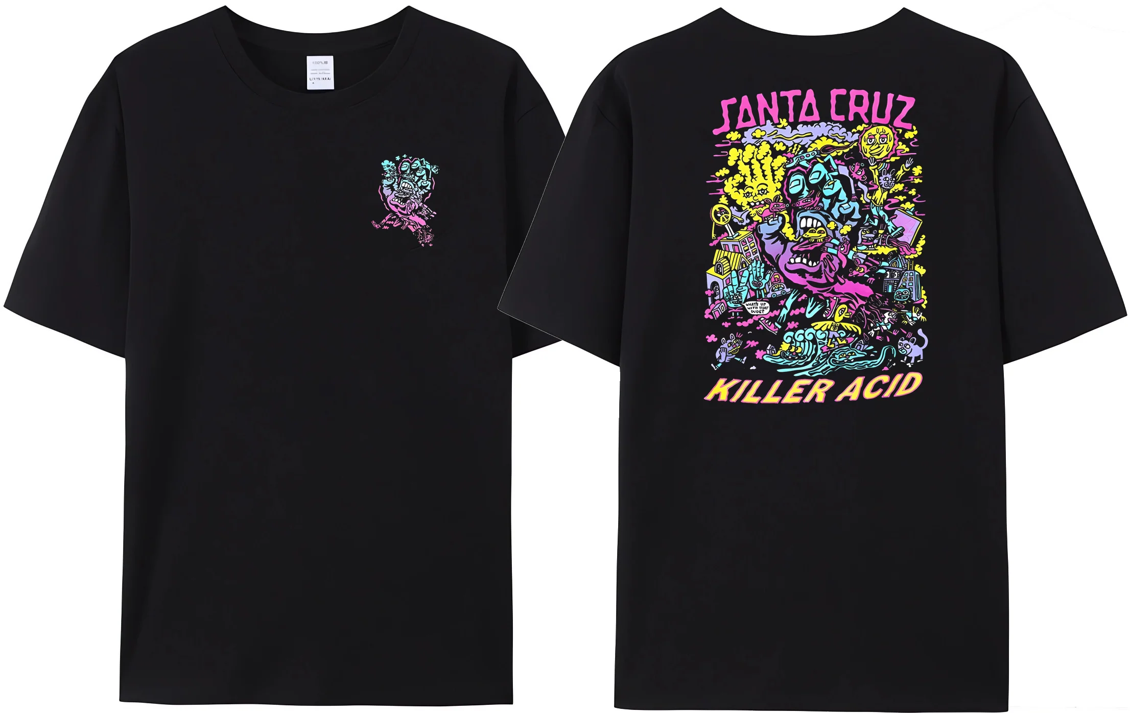 Футболка Мужская/Женская двусторонняя из 100% хлопка с принтом граффити