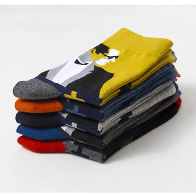 New design pure cotton socks men's business socks spring and autumn breathable high-quality happy color men's gift socks