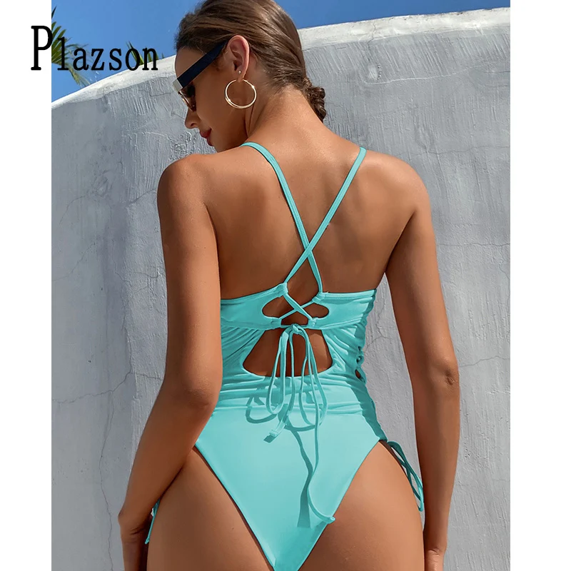 

Голубой сексуальный женский купальный костюм Plazson, цельный купальный костюм, женский купальный костюм, женский купальный костюм, 6206