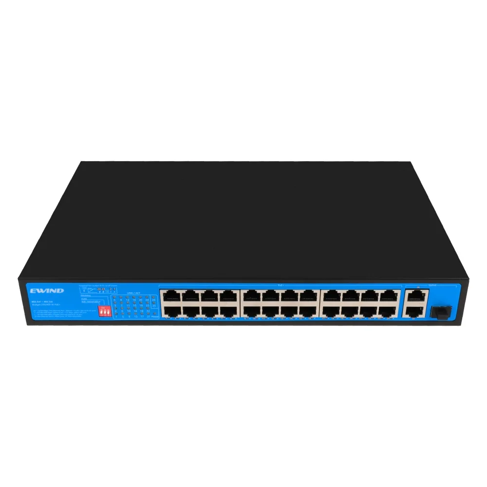 POE Switch 24 Ports 10/100M Ethernet Switch with 2 Gigabit RJ45 Port and 1*10/100/1000M SFP Slot Network Switch AI Smart Switch