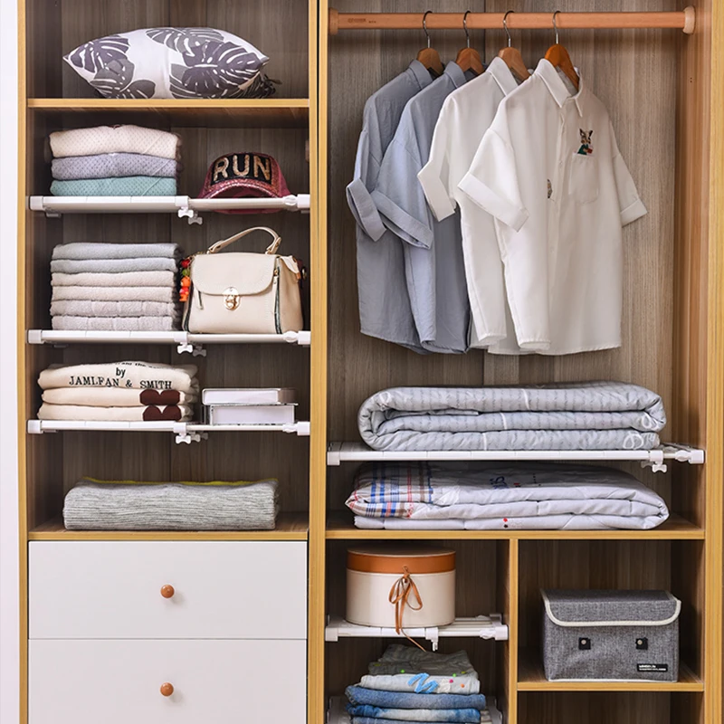 pgy storage shelves closet organizer telescopic shelves wall mounted racks for wardrobe kitchen bathroom accessories free global shipping