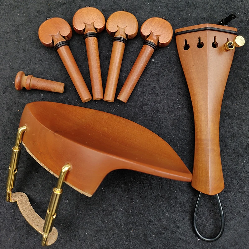 1 Set Violin Parts Pegs,Tail piece Gut Chin rest With Clamp Finetuner 4/4 Violin Accessories Jujube Wood enlarge