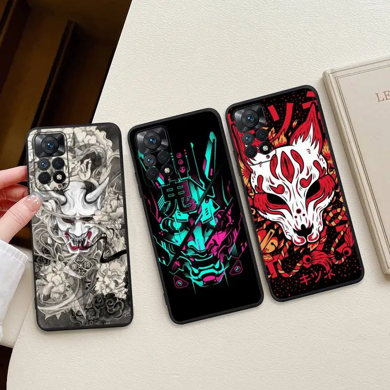 

Samurai Oni Mask Phone Case For Redmi Note 11E 11S 11 10 9 Pro 9A K20 K30 K40 Soft Silicone Cover