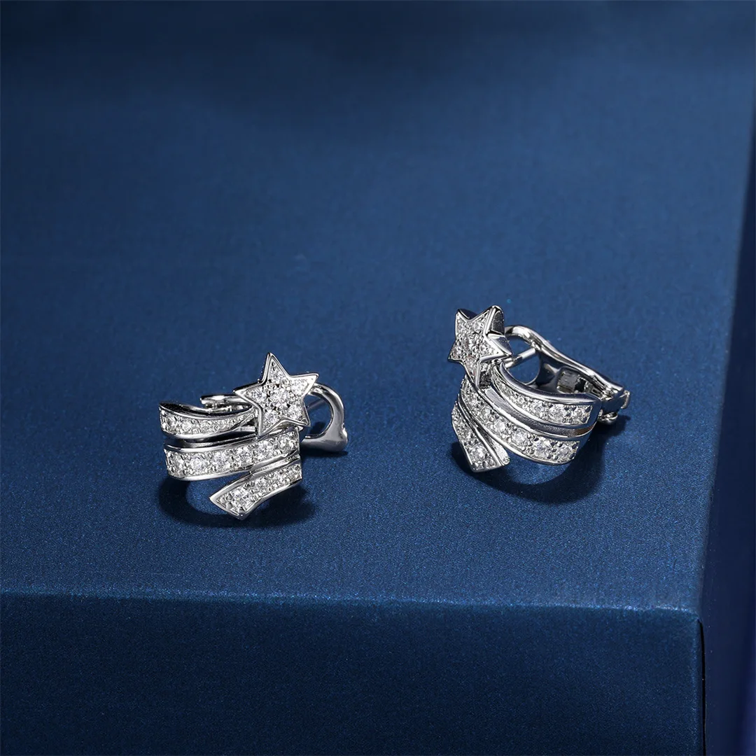 

925 Sterling silver simulation diamond Stud Earrings Fshion Lucky Star high carbon diamond womens earrings