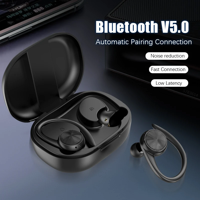 

2022 New TWS Bluetooth Wireless Headset Earhook Earbuds with Microphone Business Call Handsfree Sports Music Game Earphone