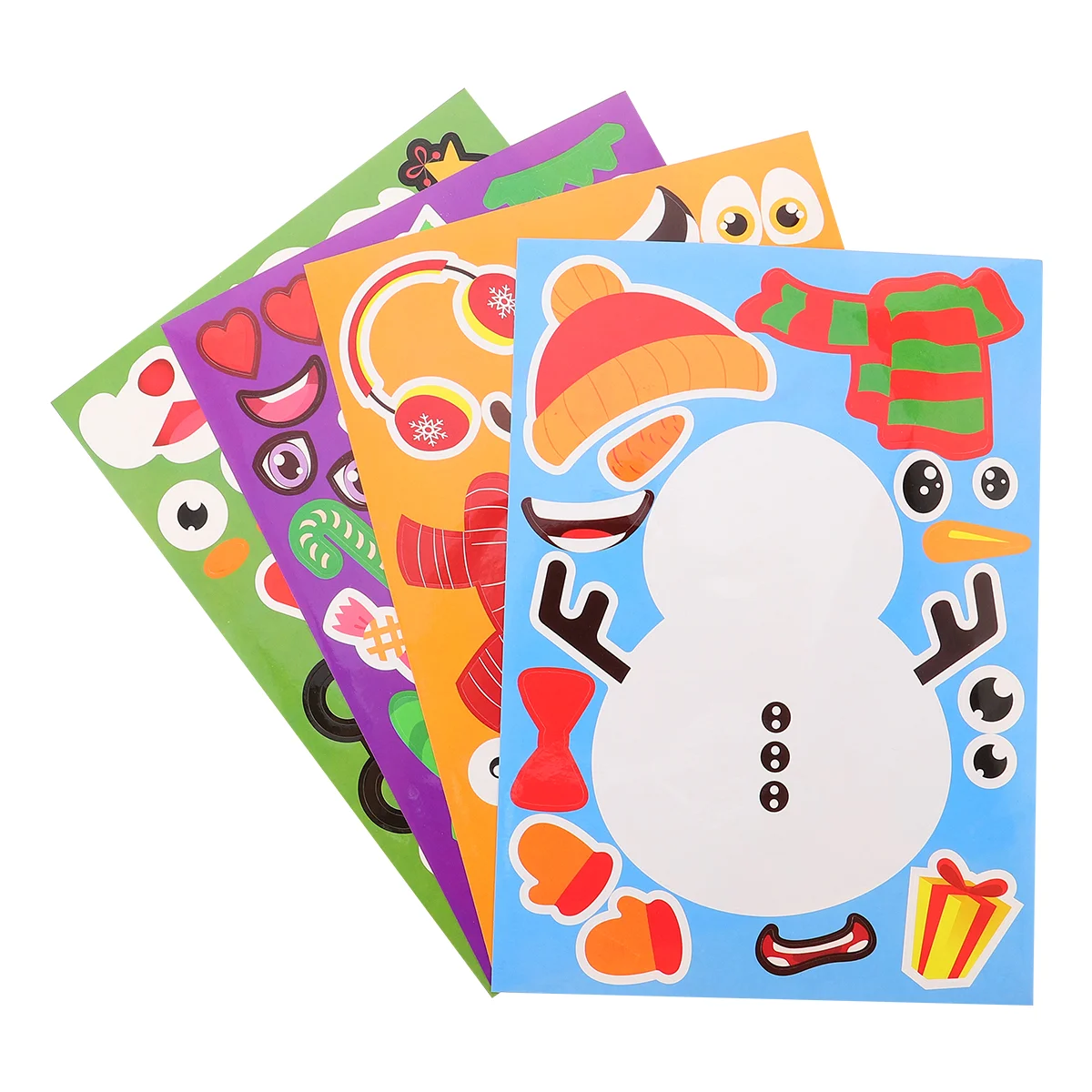 

16pcs Christmas Make Your Stickers for Kids Santa Reindeer Snowman Make- a- Stickers DIY Craft Xmas Holiday Party Favor Gift