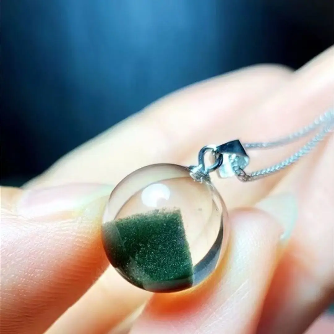 

Подвеска из натурального зеленого фантомного кварца 13 мм для женщин и мужчин, подарок на любовь, круглые бусины с кристаллами богатства, кам...