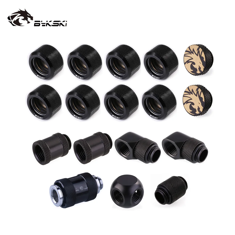 Bykski Fitting Kit OD12mm/14mm/16mm Hard tube Fitting / Rigid Tubing fitting combo /Hand Compression Connector Fitting /6 Colors