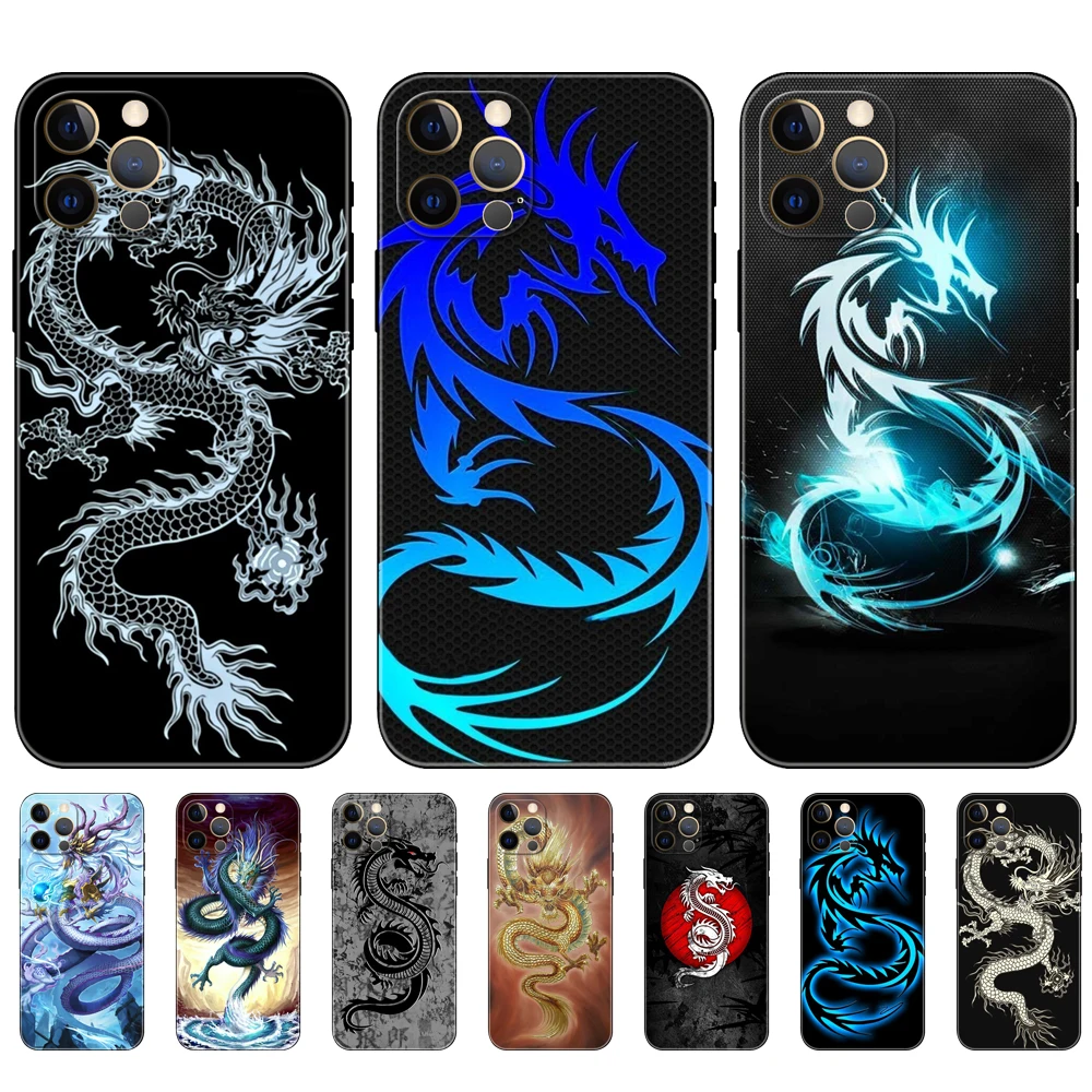 Черный Дракон Крутой чехол для телефона iPhone 5 5s 2020se 6 6s 7 8 плюс x 10 XR XS 11 12 13 мини про МАКС черная задняя крышка из термопластичного полиуретана.