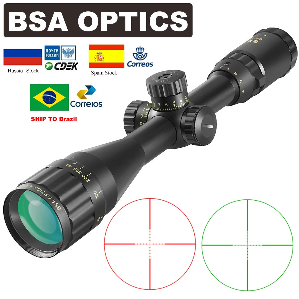 Охотничий прицел BSA OPTICS 4-16x44 ST зеленый/красный тактический оптический с