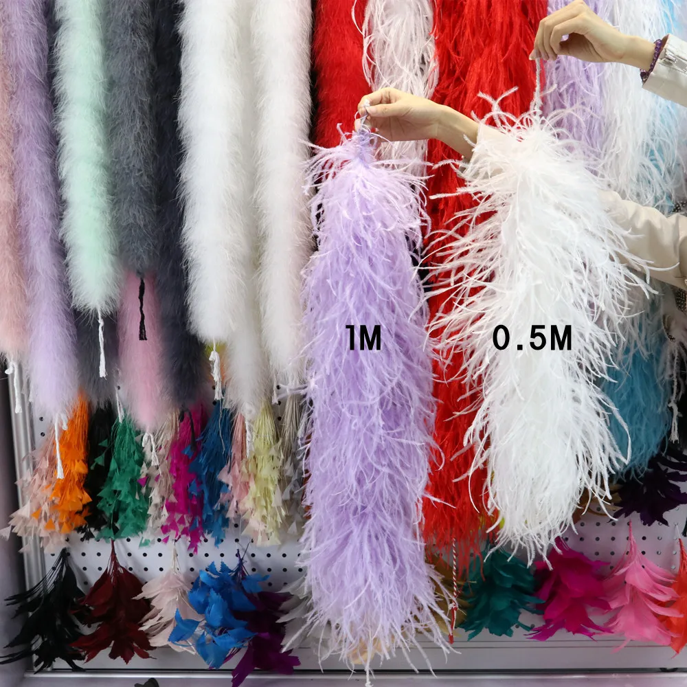 

10ply Ostrich Feather Boa Scarf 0.5M/1.5M/2M/2.4M Beautiful Warm Trendy Plumas Shawl for Wedding Party Fashion Dress Decoration