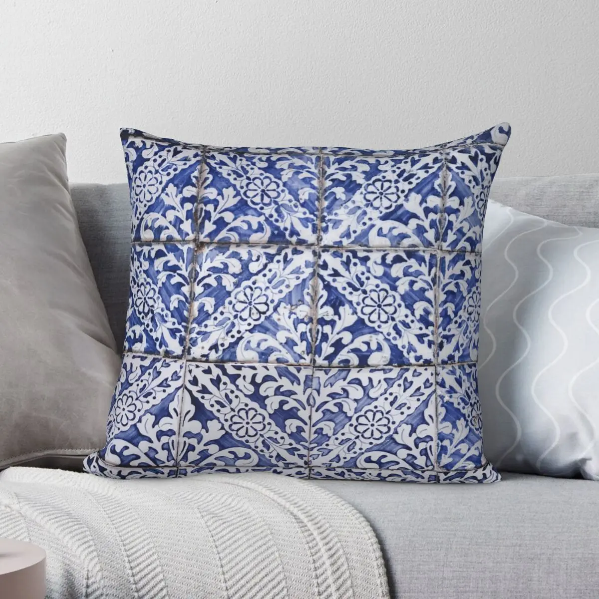 

Голубая экзотическая мозаичная квадратная наволочка из полиэстера и льна, бархатная наволочка с принтом на молнии для декора комнаты