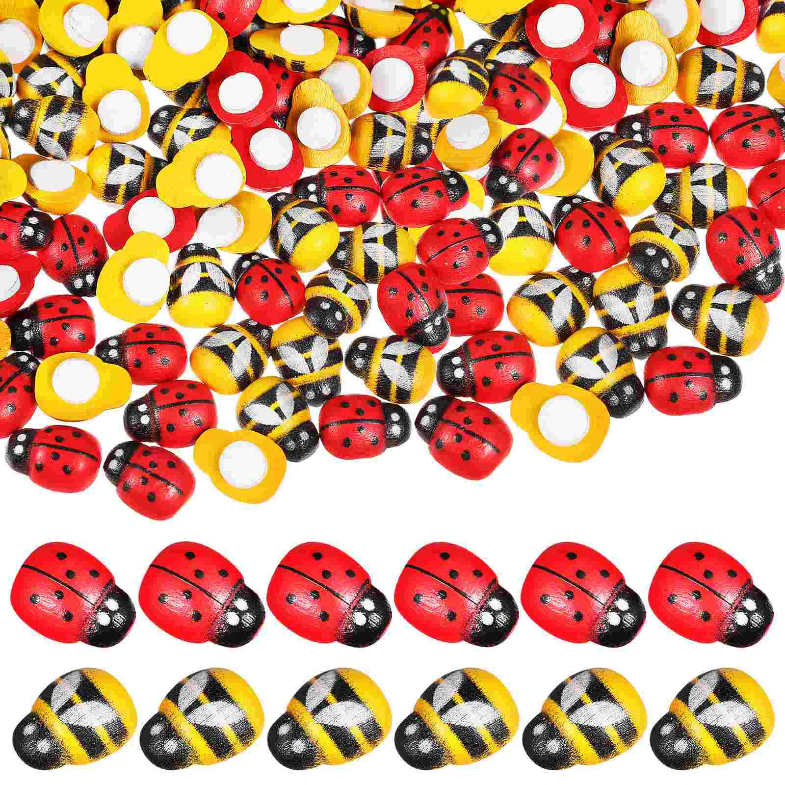 

400 Pcs Wooden Decoration Woodsy Bee Beetle Embellishments Craft Ladybirds Gifts Child Ladybug