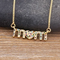 exquisite zircon mom letter pendant heart shape color crystal necklace women elegant collarbone chain jewelry mothers day gift