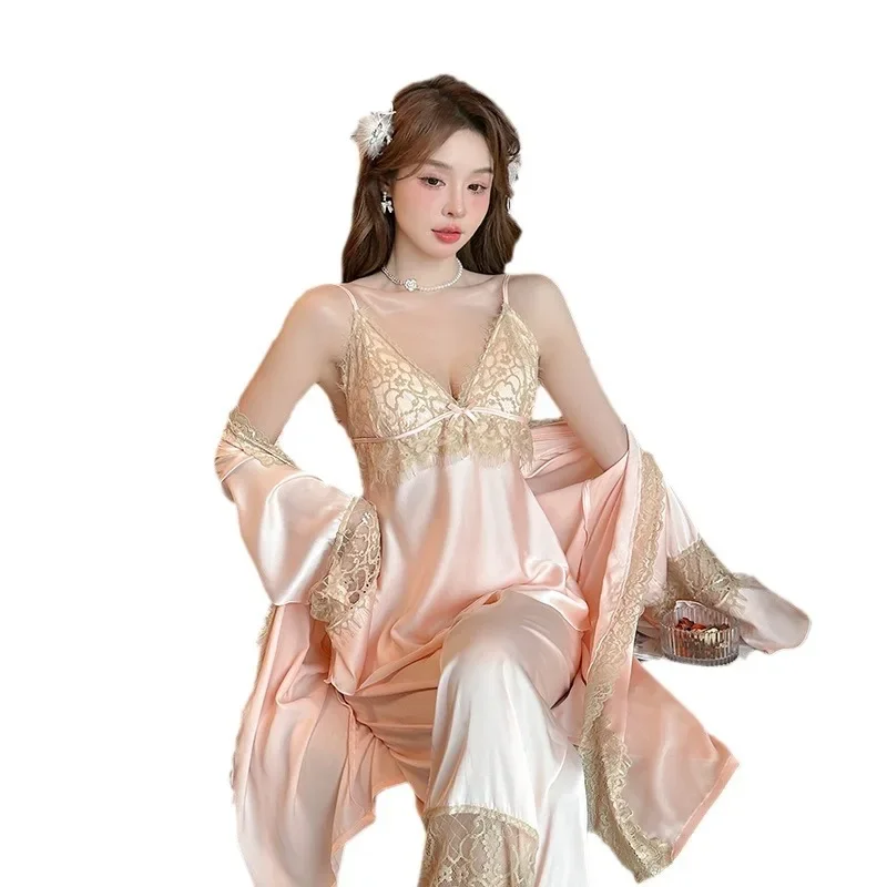 Женская атласная ночная рубашка с цветочным принтом